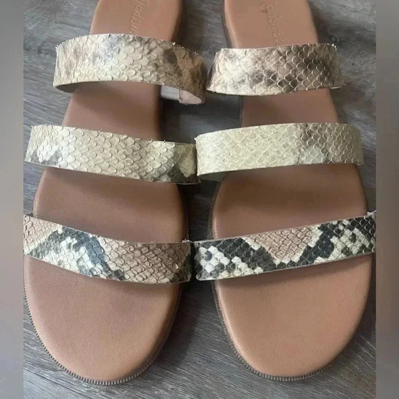 Madewell The Ilana Slide Sandal Snake Embossed Leather Size 10 Flats Slide Women - Picture 3 of 8